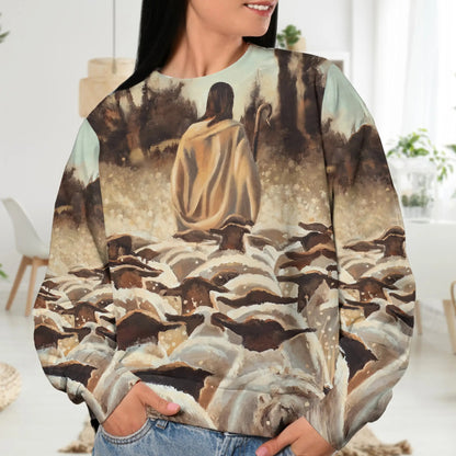 Jesus Christ And Lamb, Christian 3D All Over Print T-Shirt And Sweatshirt