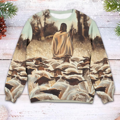 Jesus Christ And Lamb, Christian 3D All Over Print T-Shirt And Sweatshirt