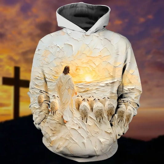 Jesus Christ And Lamb, Gifts For Christian - Inspirational Christian 3D All Over Print T-Shirt And Hoodie