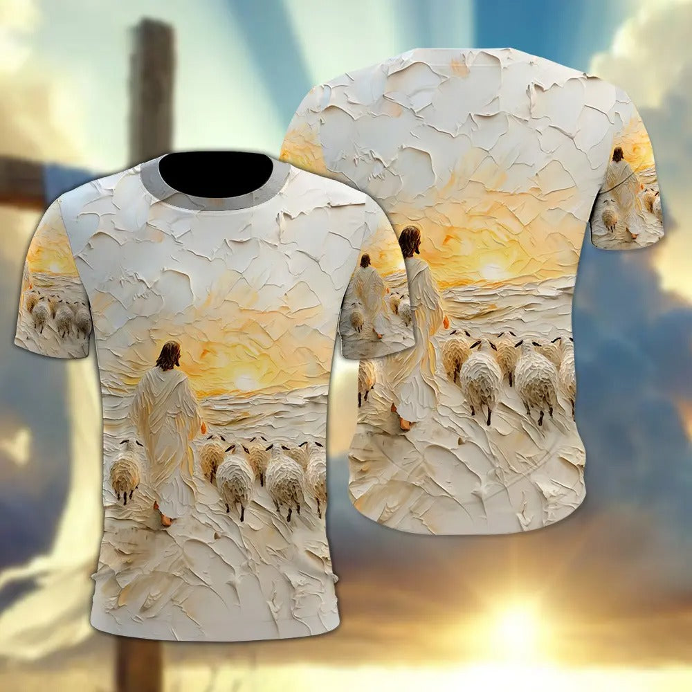 Jesus Christ And Lamb, Gifts For Christian - Inspirational Christian 3D All Over Print T-Shirt And Hoodie