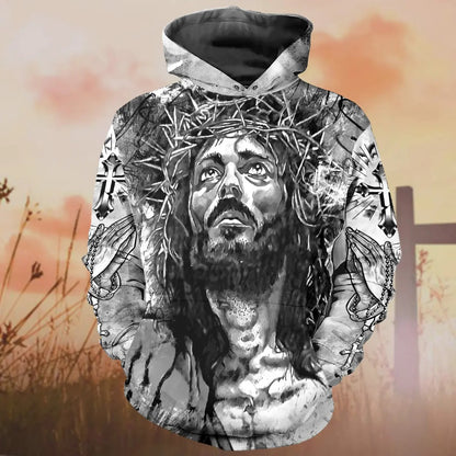 Jesus Christ Crown Of Thorns 3D All Over Print T-Shirt And Hoodie, Gifts For Christian