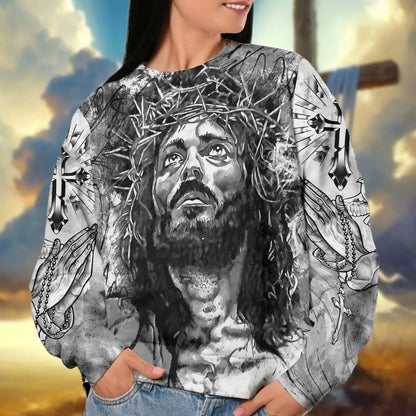 Jesus Christ Crown Of Thorns 3D All Over Print T-Shirt And Hoodie, Gifts For Christian