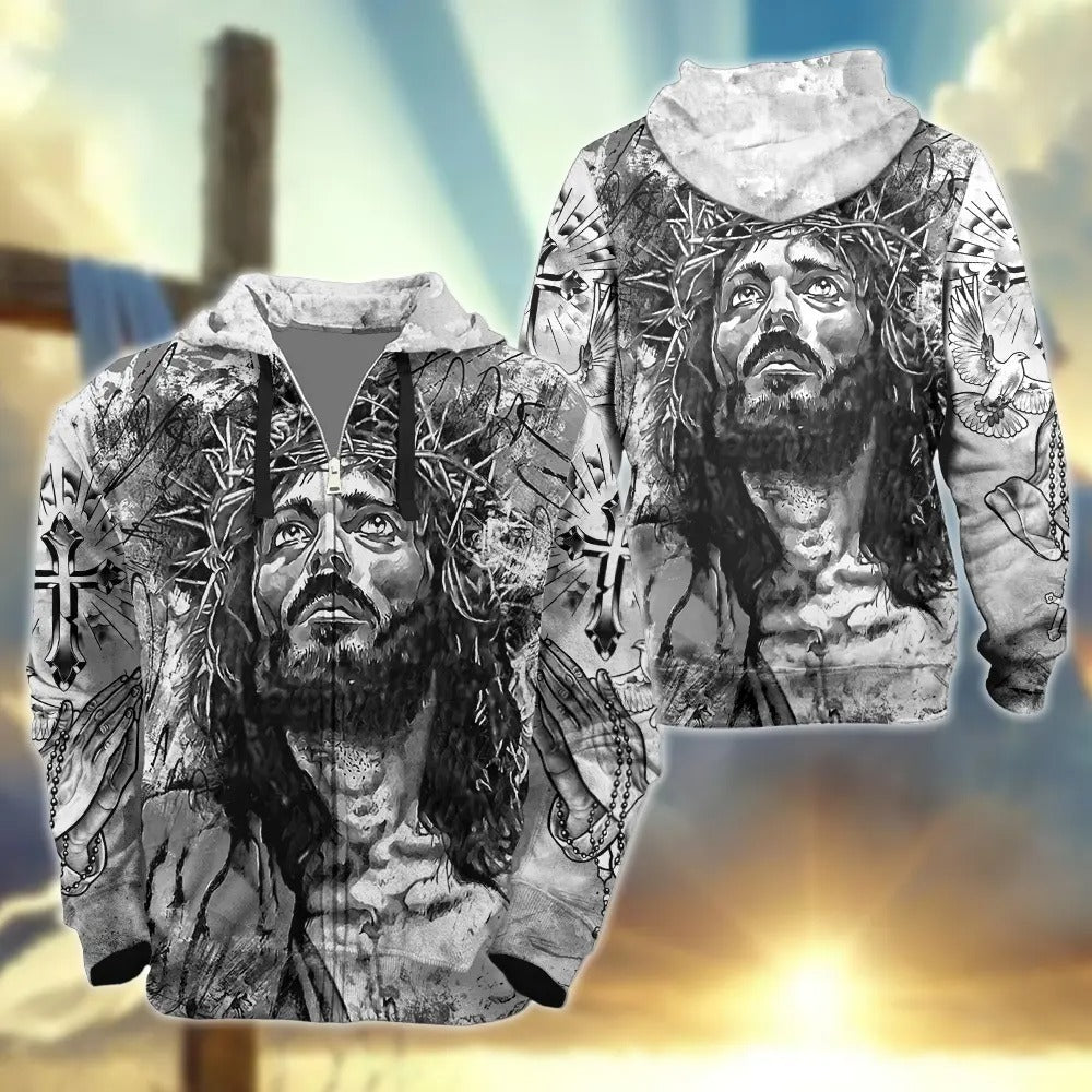 Jesus Christ Crown Of Thorns 3D All Over Print T-Shirt And Hoodie, Gifts For Christian