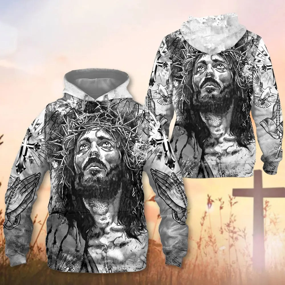 Jesus Christ Crown Of Thorns 3D All Over Print T-Shirt And Hoodie, Gifts For Christian