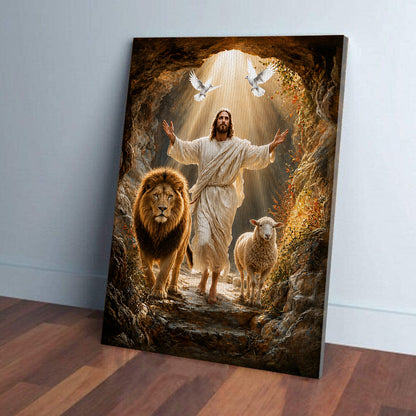 Jesus Christ Lion and Lamb Christian Wall Art Poster Canvas