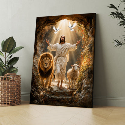 Jesus Christ Lion and Lamb Christian Wall Art Poster Canvas