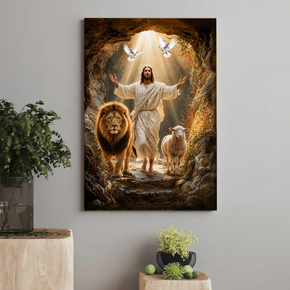 Jesus Christ Lion and Lamb Christian Wall Art Poster Canvas