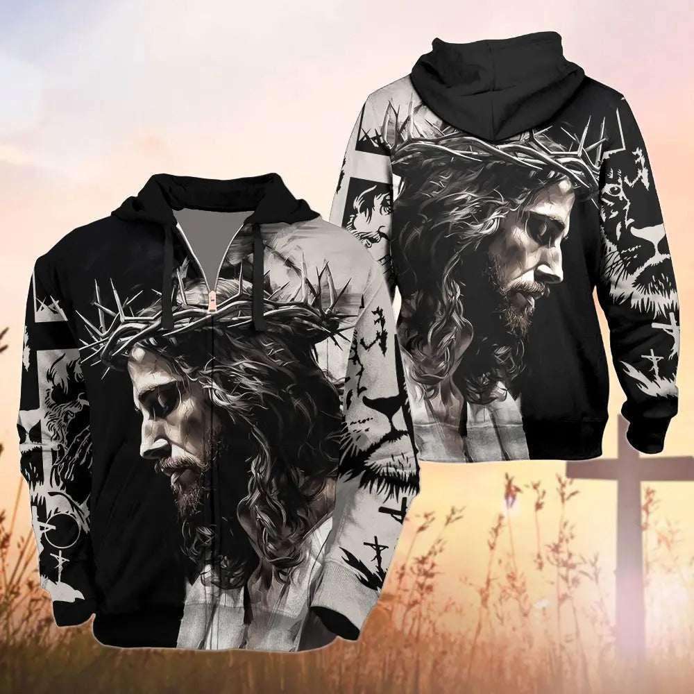 Jesus Crown Of Thorns, Gifts For Christian - Inspirational Christian 3D All Over Print T-Shirt And Hoodie