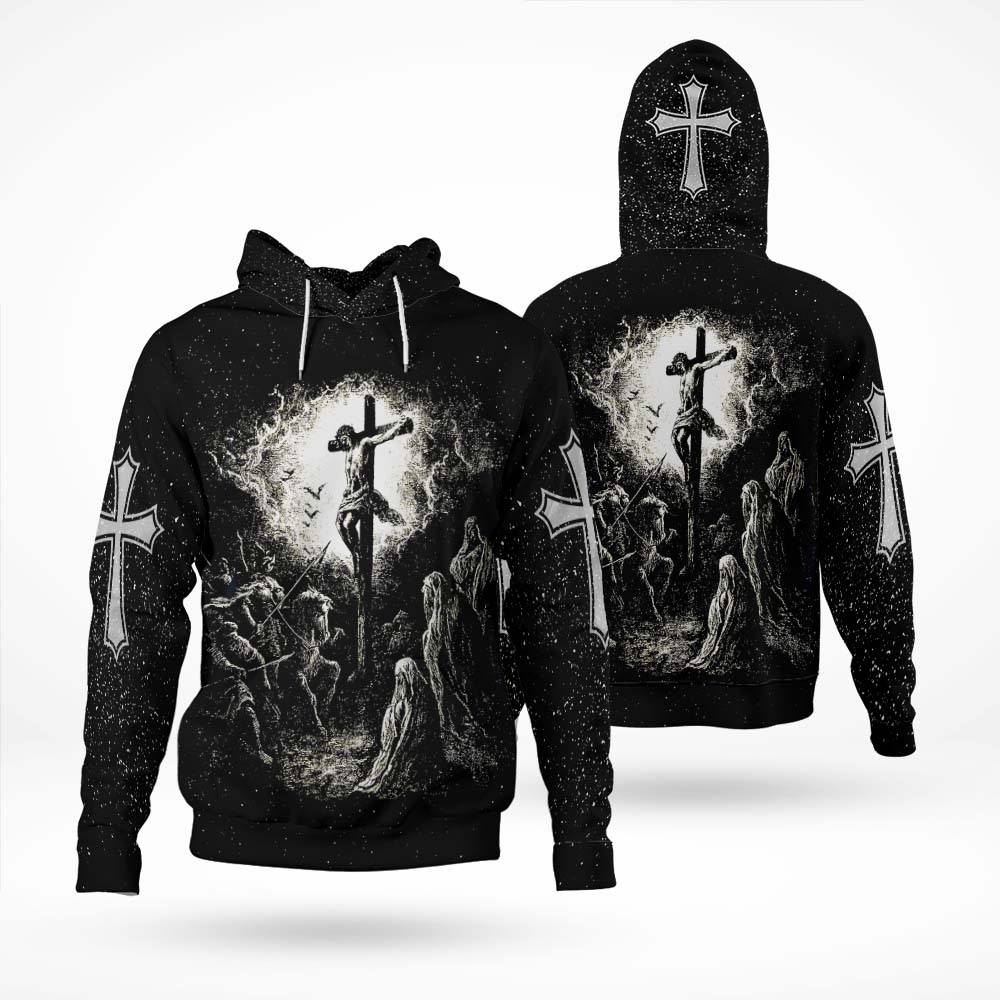 Jesus Crucifixion Scene Vintage Graphic - Inspirational Christian 3D All Over Print T-Shirt And Hoodie