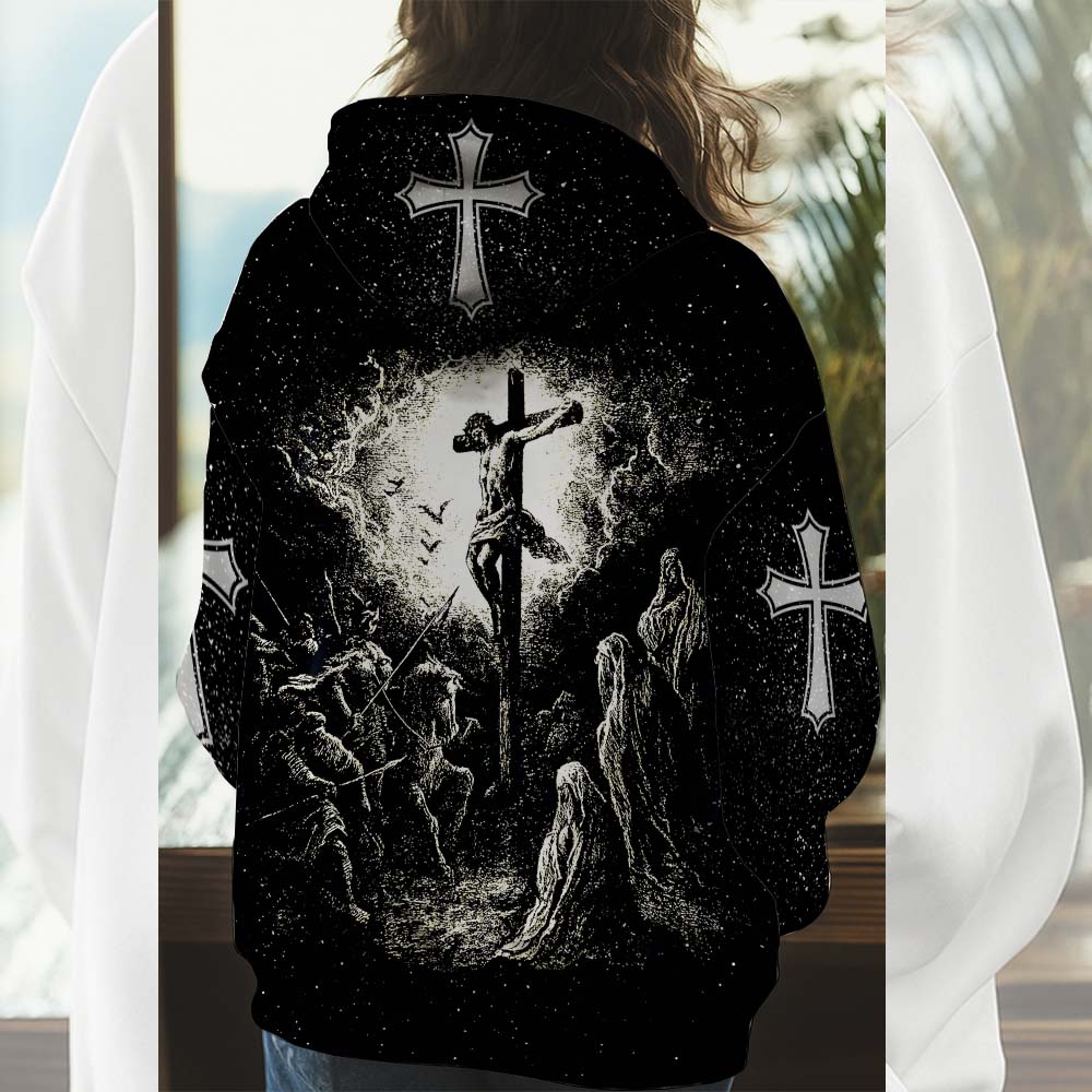 Jesus Crucifixion Scene Vintage Graphic - Inspirational Christian 3D All Over Print T-Shirt And Hoodie