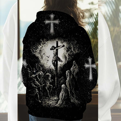 Jesus Crucifixion Scene Vintage Graphic - Inspirational Christian 3D All Over Print T-Shirt And Hoodie