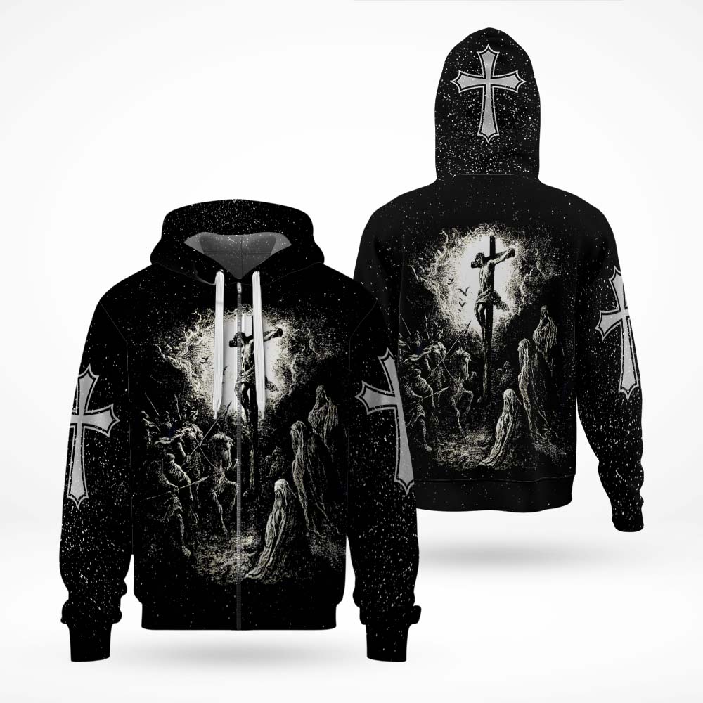 Jesus Crucifixion Scene Vintage Graphic - Inspirational Christian 3D All Over Print T-Shirt And Hoodie