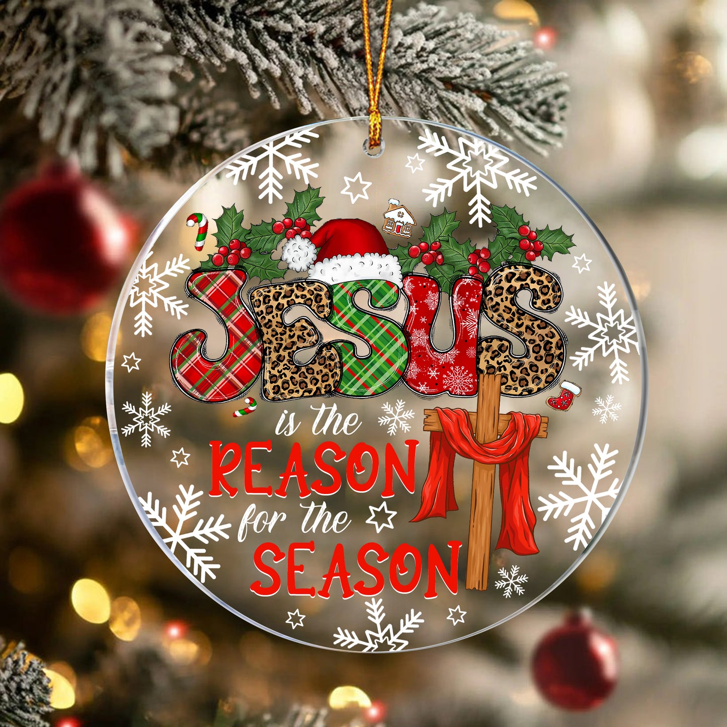 Christmas Jesus Is The Reason For The Season Circle Acrylic Ornament