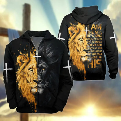 Jesus Lion Of Judah, I Am The Son Of A King - Inspirational Christian 3D All Over Print T-Shirt And Hoodie