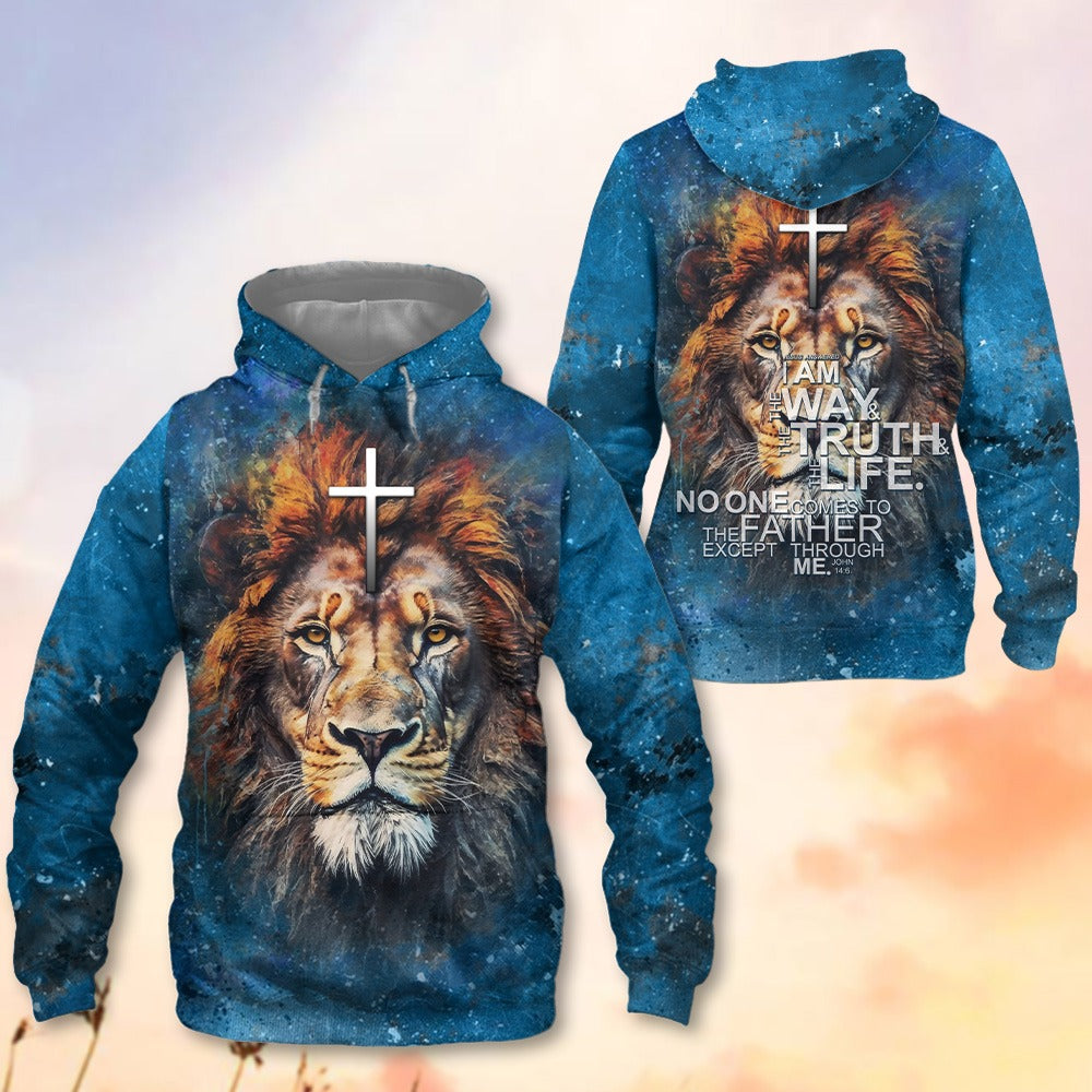 Jesus Lion Of Judah, I Am The Way And The Truth John 14:6 - Inspirational Christian 3D All Over Print T-Shirt And Hoodie