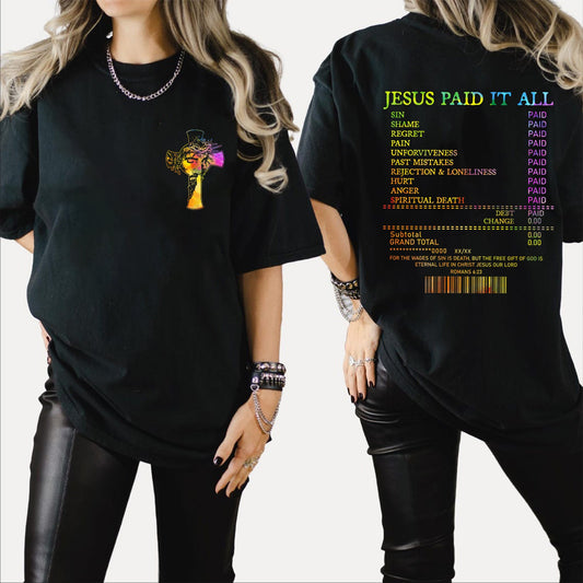 Jesus Paid It All Receipt Bible Verse Romans 6:23 T-Shirt - Inspirational Gift For Christian T-Shirt