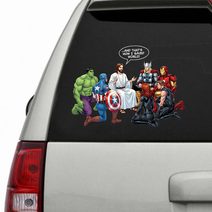Jesus Superhero Funny Christian Design Sticker Decal