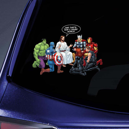 Jesus Superhero Funny Christian Design Sticker Decal