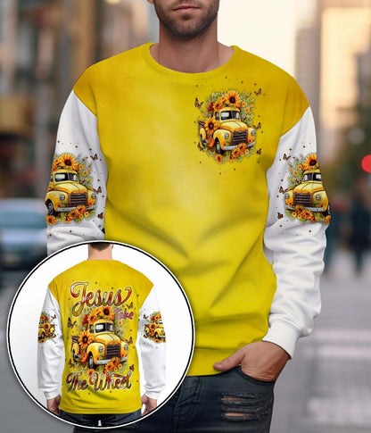 Jesus Take The Wheel Yellow Vintage Truck with Sunflowers 3D All Over Print T-Shirt And Hoodie