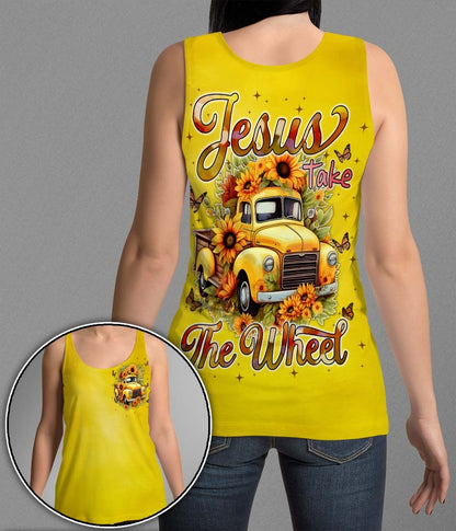 Jesus Take The Wheel Yellow Vintage Truck with Sunflowers 3D All Over Print T-Shirt And Hoodie