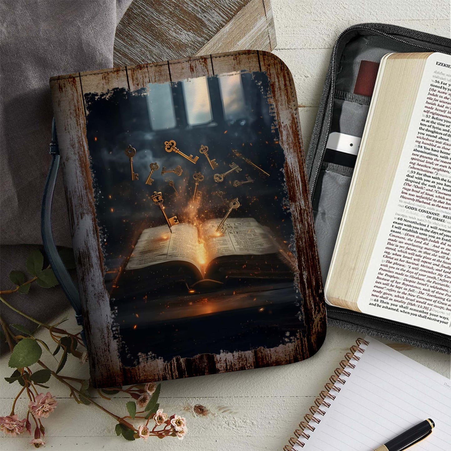 Unlock Faith and Prayer with Key of Revelation Leather Bible Cover