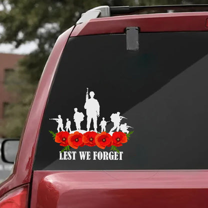 Lest We Forget Poppy Remembrance Sticker Decal