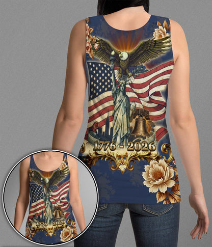 Patriotic USA America 250th Anniversary Eagle American Flag Statue of Liberty 3D All Over Print T-Shirt And Hoodie