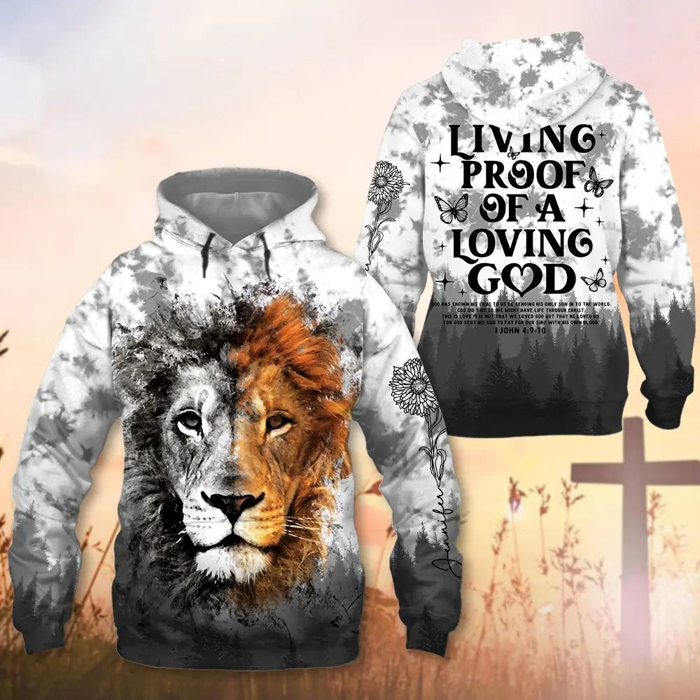 Living Proof Of A Loving God-Personalized Birth Flower Christian 3D All Over Print Sweatshirt And Hoodie