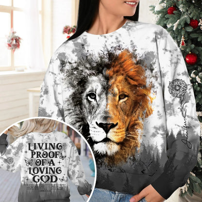 Living Proof Of A Loving God-Personalized Birth Flower Christian 3D All Over Print Sweatshirt And Hoodie