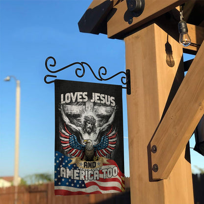 Loves Jesus And America Too, Jesus Lover America Flag