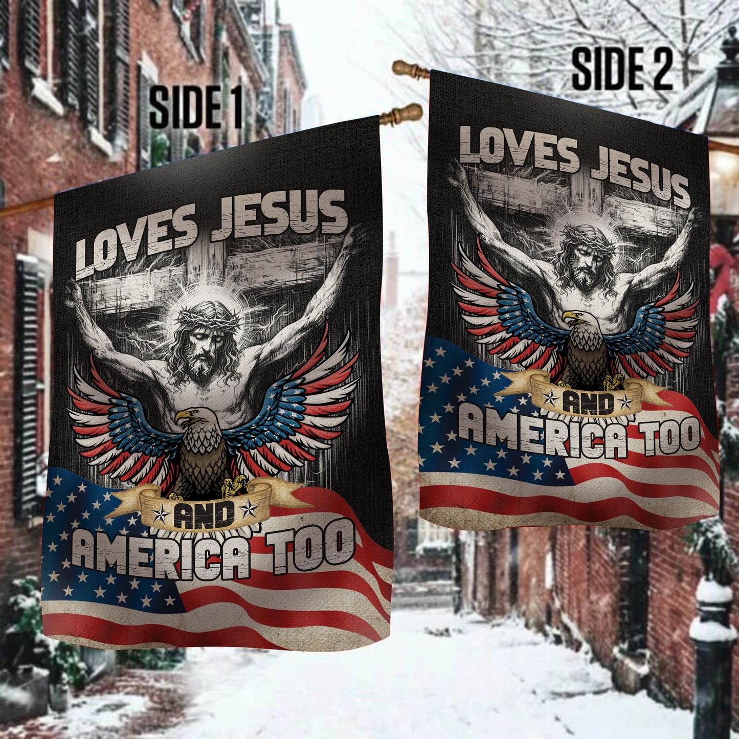 Loves Jesus And America Too, Jesus Lover America Flag