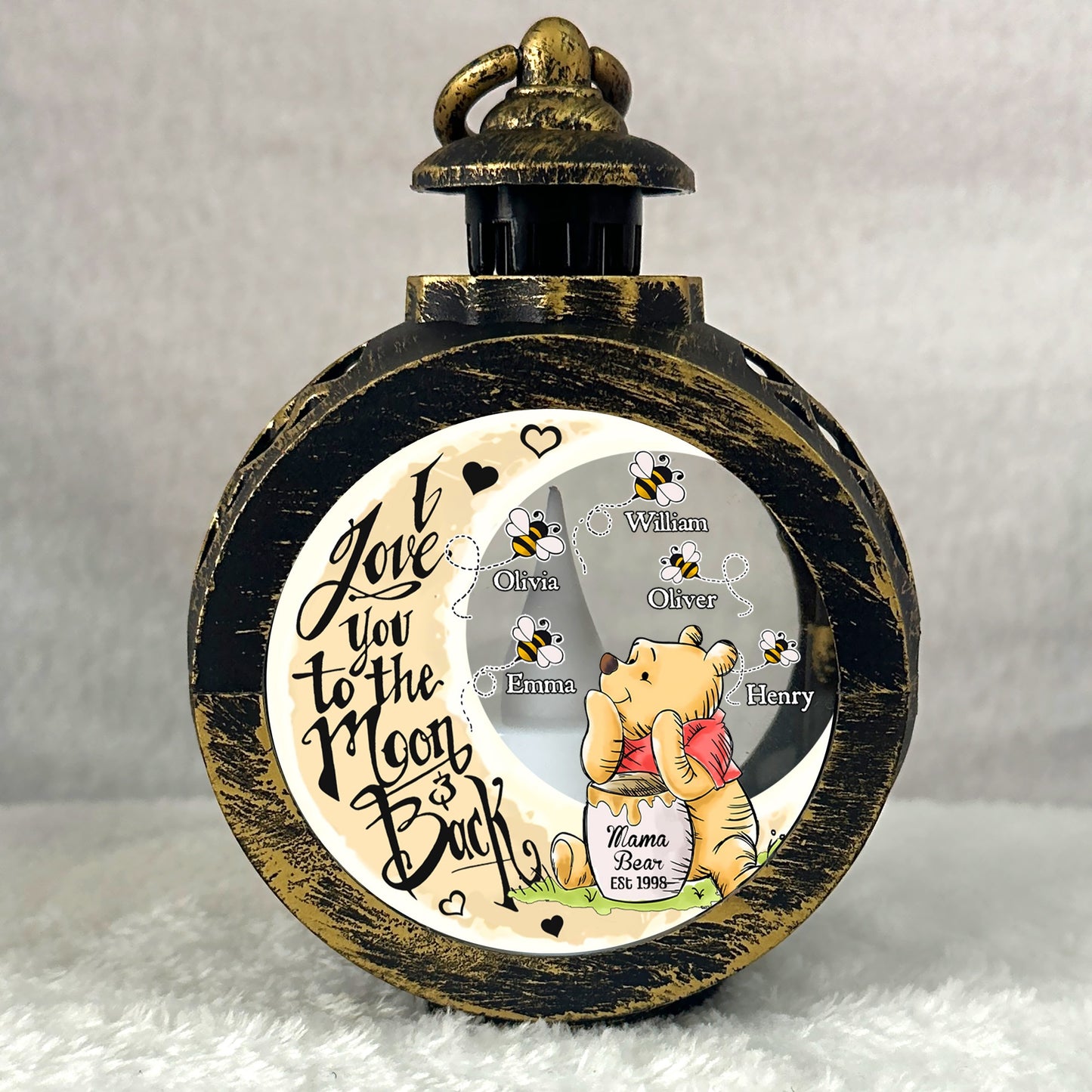 Mama Bear I Love You To The Moon And Back - Personalized Candlelight Lantern Ornament