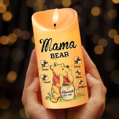 Mama Honey Bear Winnie The Pooh - Personalized Gift For Mom Led Candle