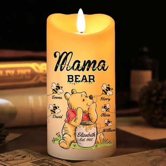 Mama Honey Bear Winnie The Pooh - Personalized Gift For Mom Led Candle