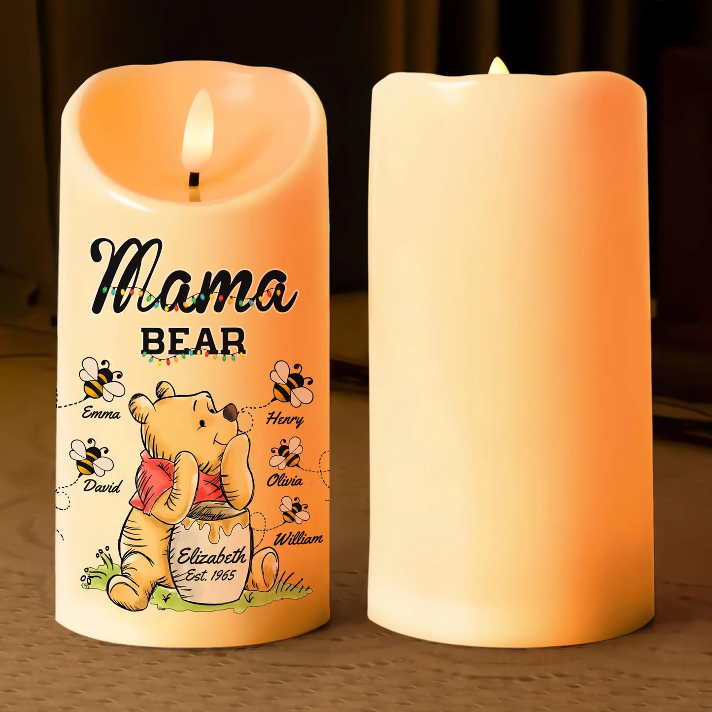 Mama Honey Bear Winnie The Pooh - Personalized Gift For Mom Led Candle