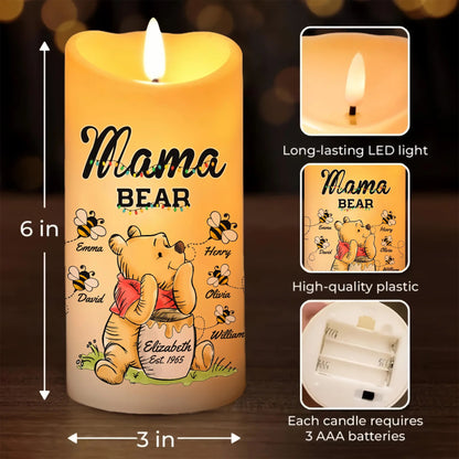 Mama Honey Bear Winnie The Pooh - Personalized Gift For Mom Led Candle