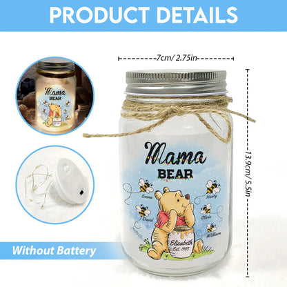 Mama Honey Bear Winnie The Pooh - Personalized Gift For Mom Mason Jar Light