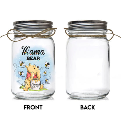 Mama Honey Bear Winnie The Pooh - Personalized Gift For Mom Mason Jar Light