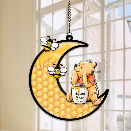 Personalized Mama Honey Bear, Winnie The Pooh Mother's Day Hanging Suncatcher Ornament