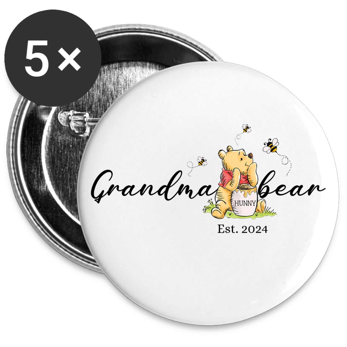 Mama Hunny Bear Winnie The Pooh - Personalized Gift For Mom Buttons