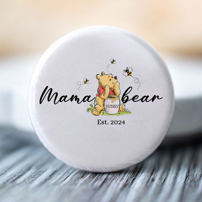Mama Hunny Bear Winnie The Pooh - Personalized Gift For Mom Buttons
