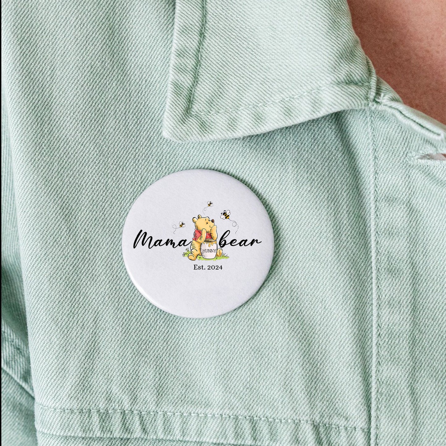 Mama Hunny Bear Winnie The Pooh - Personalized Gift For Mom Buttons