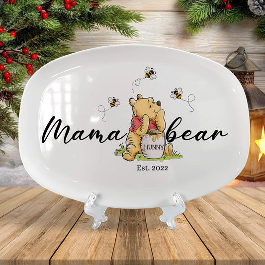 Mama Hunny Bear Winnie The Pooh - Personalized Mama Bear Platter