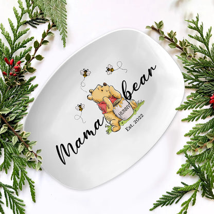 Mama Hunny Bear Winnie The Pooh - Personalized Mama Bear Platter