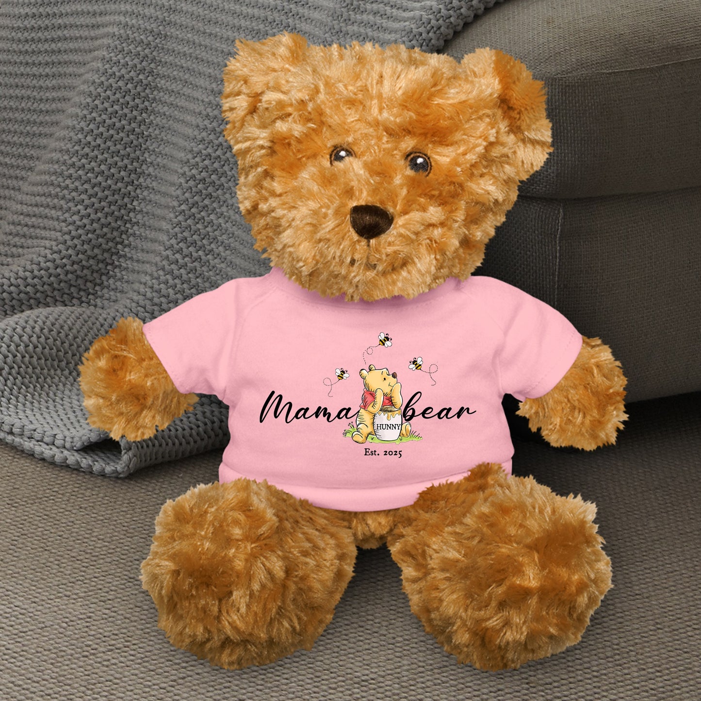 Mama Hunny Bear Winnie The Pooh - Teddy Bear With Personalized Shirt