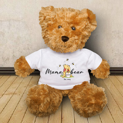 Mama Hunny Bear Winnie The Pooh - Teddy Bear With Personalized Shirt