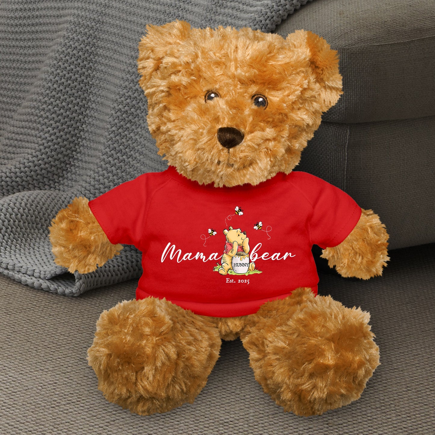 Mama Hunny Bear Winnie The Pooh - Teddy Bear With Personalized Shirt