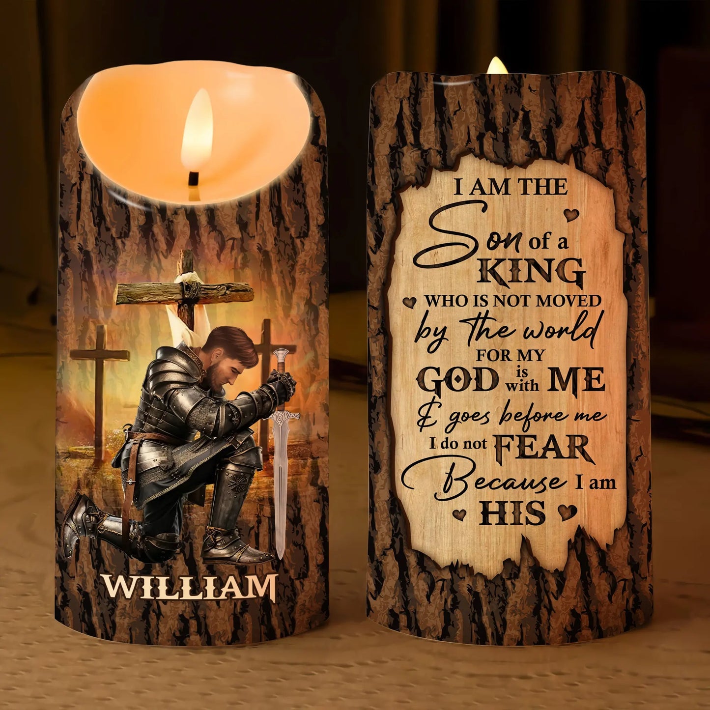 Man Warrior Of God, I Am The Son Of The King - Personalized Led Candle