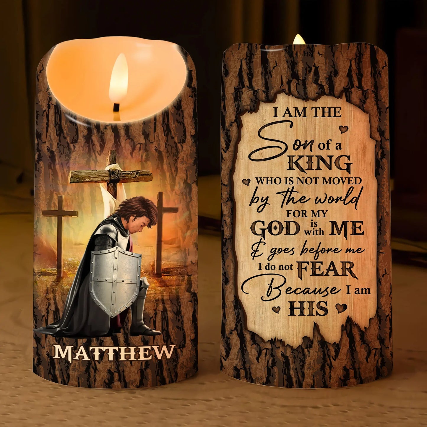 Man Warrior Of God, I Am The Son Of The King - Personalized Led Candle