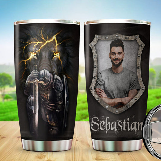 Personalized Photo Man Warrior of God Tumbler